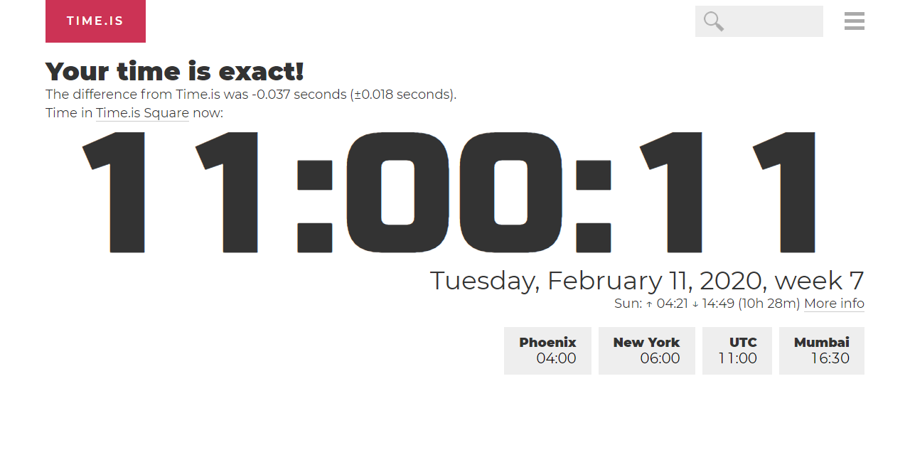 Time.is - tarkka aika, mikä tahansa aikavyöhyke